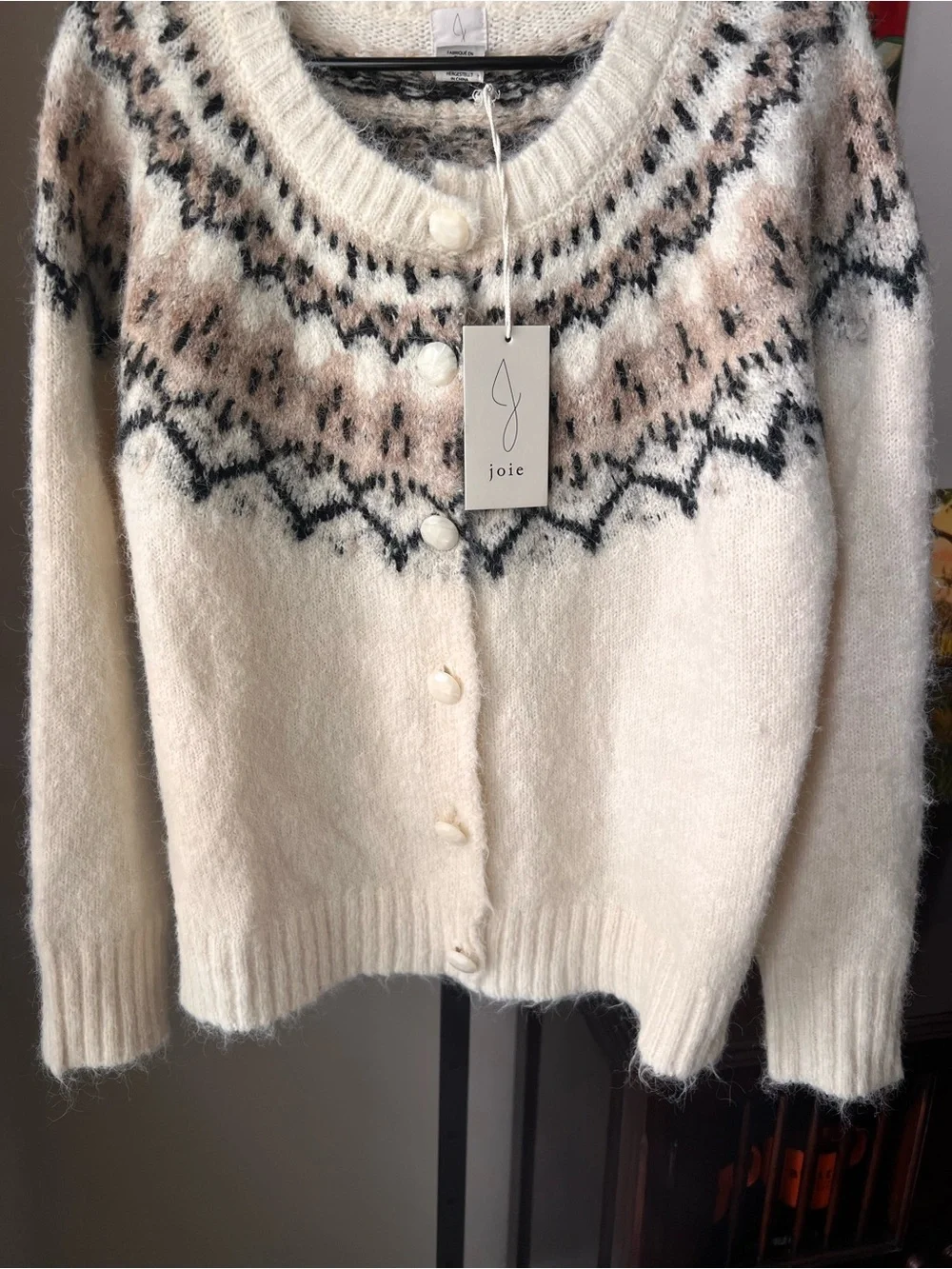 Joie Cream Fair Isle Button-Front Cardigan - Picture 3 of 8